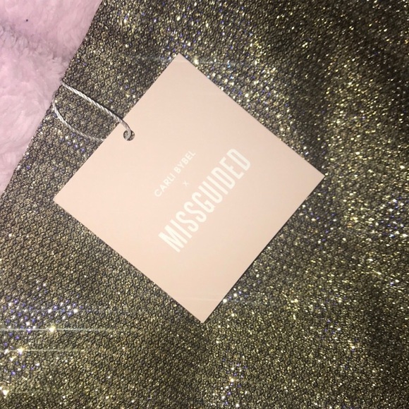 Missguided Carli Bybel - gold bodycon dress !!! - Picture 3 of 4